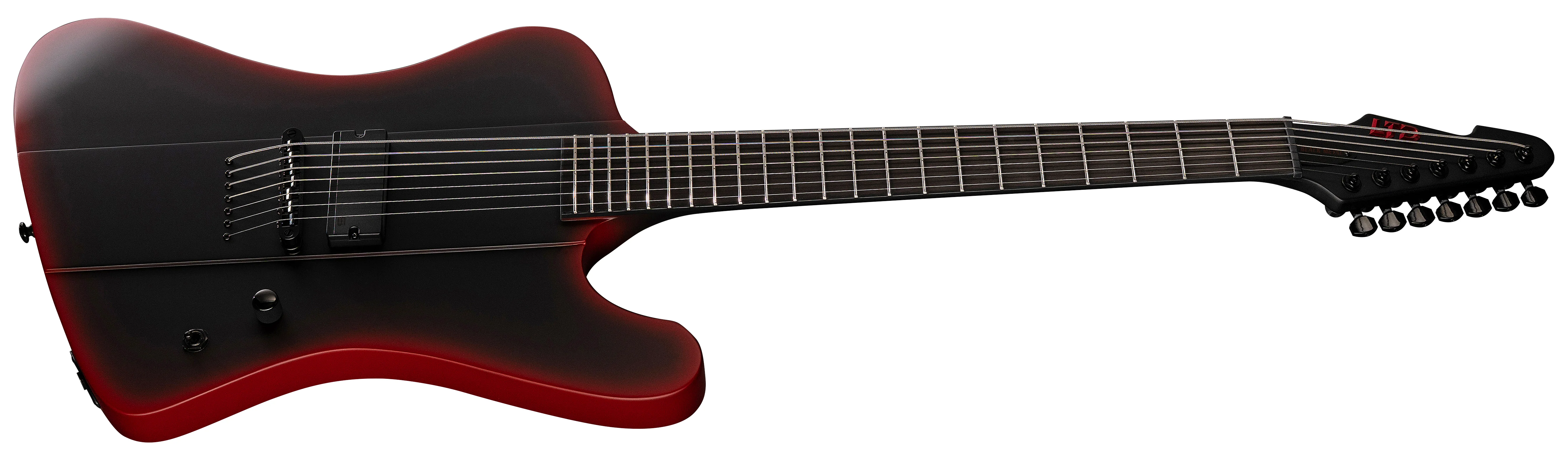 Phoenix 7B Black Metal II Black Redburst Satin Baritone E-Gitarre